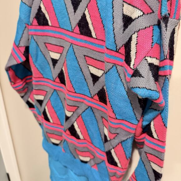 Vtg Tyrolia By Head Mens M VTG Handknit Wool Sweater Pants Set Teal & Pink 80s - Picture 2 of 15